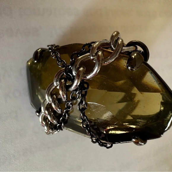 Edgy Faux Smokey Quartz Mixed Media Ring in Gunmetal - EUC - Size 7 - Picture 6 of 7